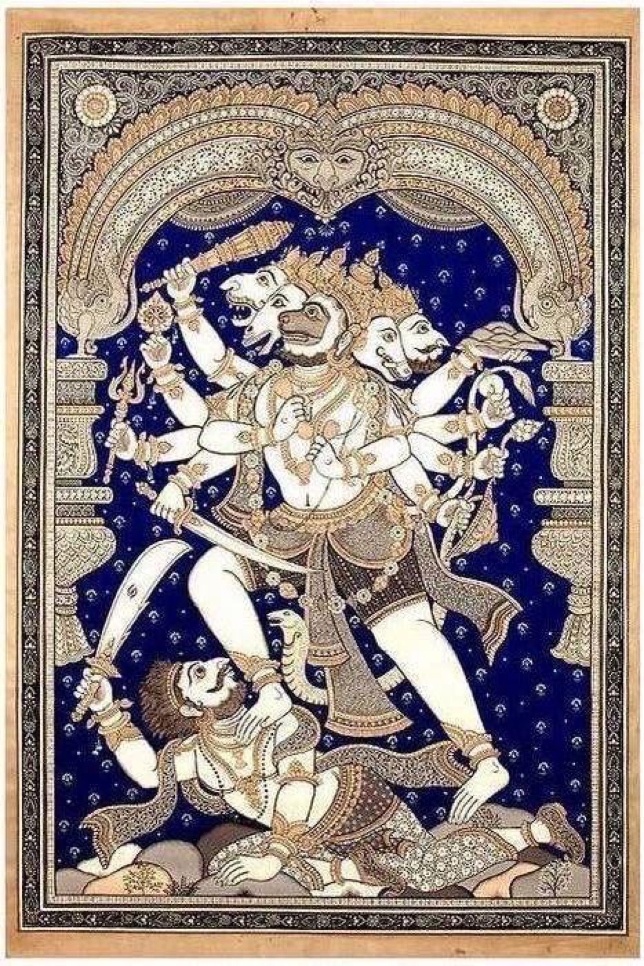 Pattachitra painting of the fierce protector Hanuman